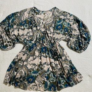 Beautiful Free People Dress with Blue and Green Accents